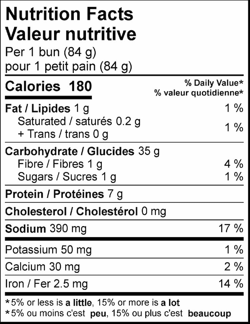 Ciabatta Nutritional Information