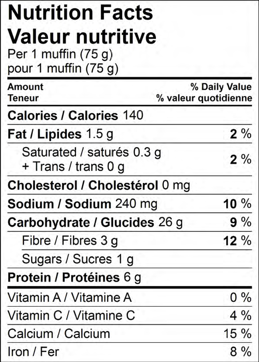 Gold n Rich Whole Wheat Nutritional Information