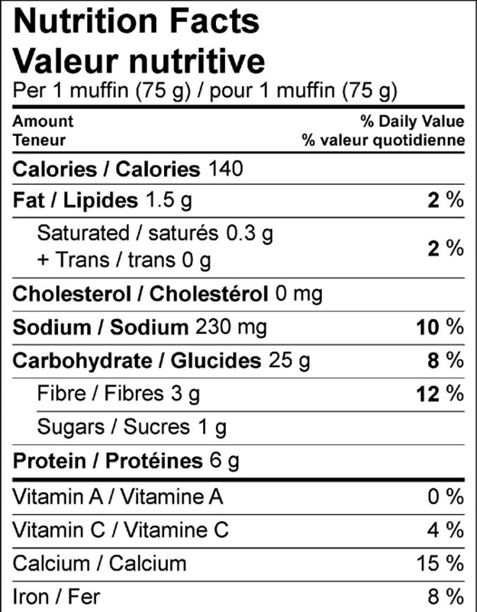 Whole Wheat English Muffin Nutritional Information